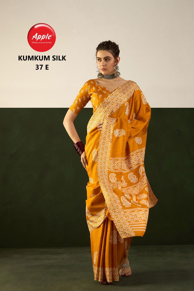 Kumkum 37 By Apple Cotton Blend Printed Sarees Wholesale Market In Surat
